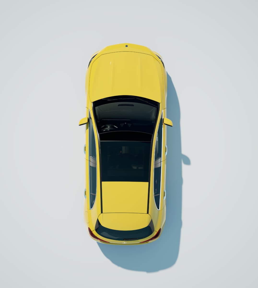 Birds-eye view of yellow Mercedes-Benz A-Class Hatchback