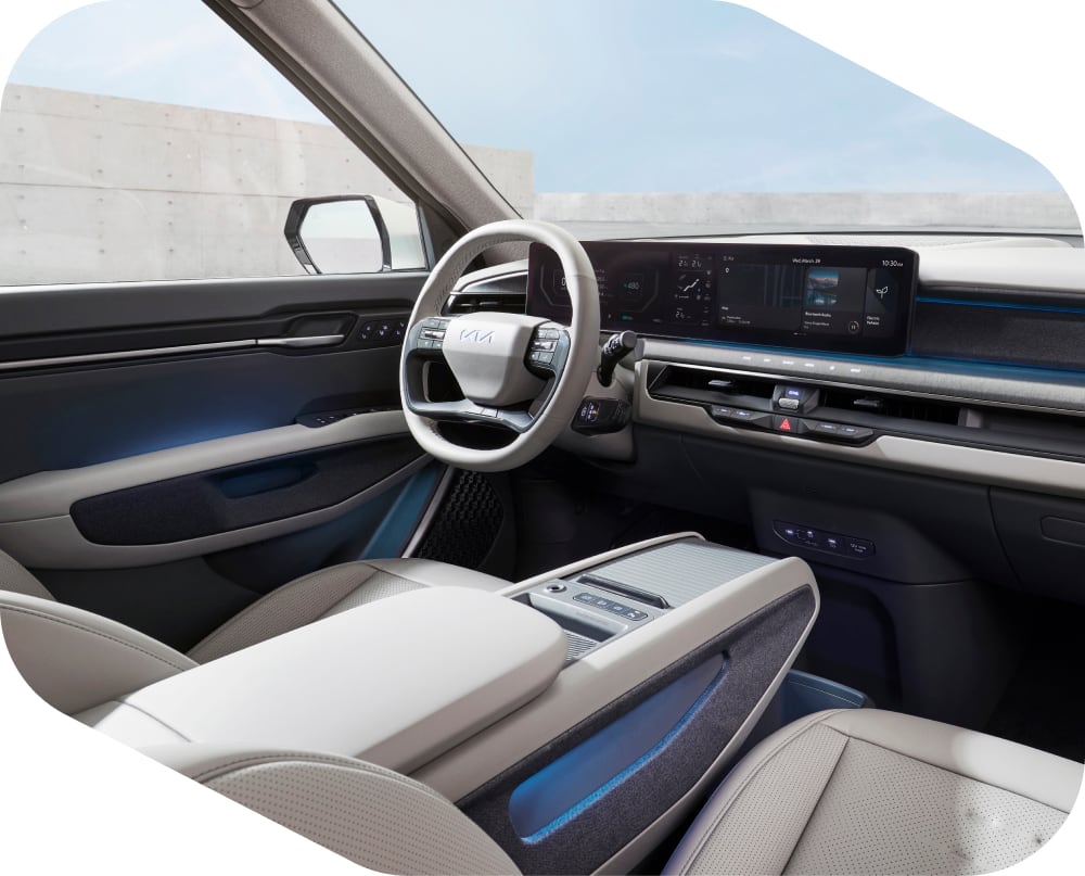 Interior angled view of Kia EV9