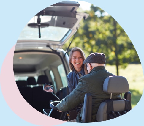 Man and Women outside behind car