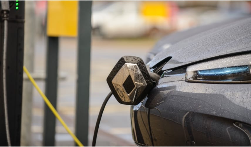 Electric car being charged